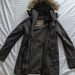 Superdry Women's Black Parka Coat Size S